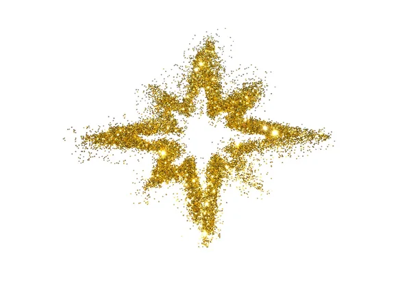 Beyaz zemin üzerine altın glitter pırıltı soyut yıldızı