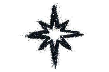 Tasarımınız için beyaz arka planda siyah glitter pırıltı soyut yıldızı