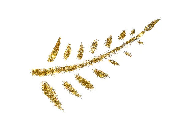Astratto ramo di palma di scintillio dorato scintilla su sfondo bianco — Foto Stock