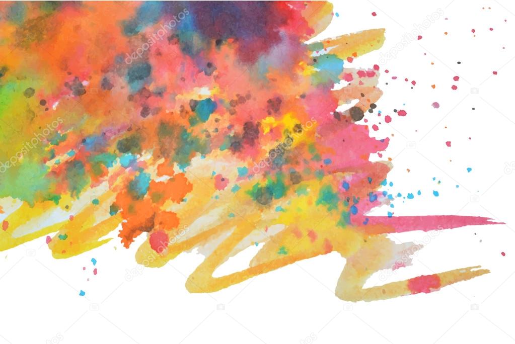 Abstract splashes of watercolor on white background, vector  illustration