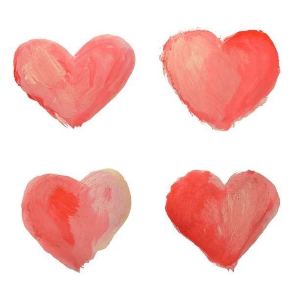 Set of beautiful watercolor hearts on white background — Stockfoto