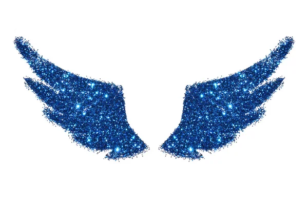 Abstract wings of blue glitter on white background - interesting and beautiful element for your design — Stock fotografie