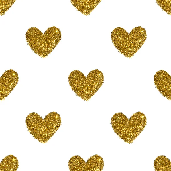 Fundo com corações de brilho dourado, padrão sem costura — Fotografia de Stock