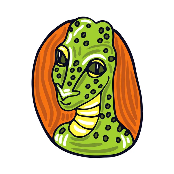 Reptilians Alien Cartoon Portrait — Stock Vector