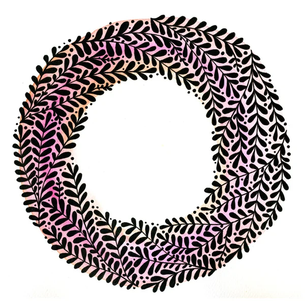 Abstract Black Branches Floral Wreath