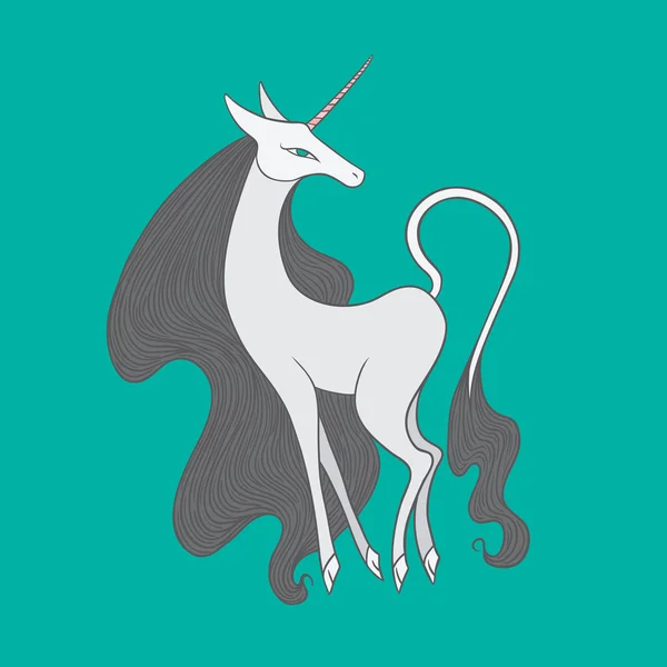 Zarif Famel Unicorn — Stok Vektör