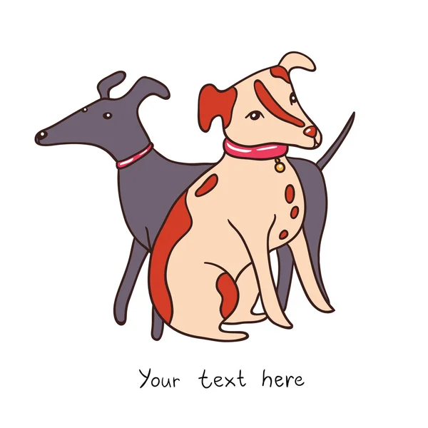 Dwa słodkie psy ilustracja — Wektor stockowy