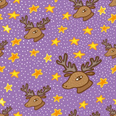 Geyik kafası ve yıldız seamless modeli