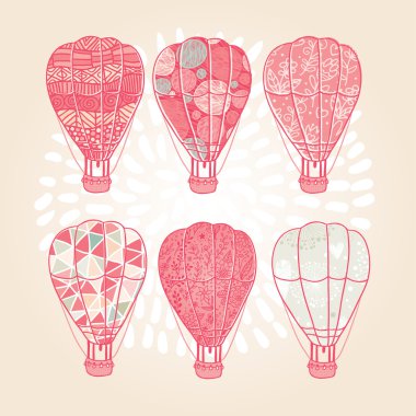 Pembe desenli hava balonları set