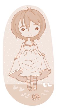 Elbise giymiş şirin küçük kız.