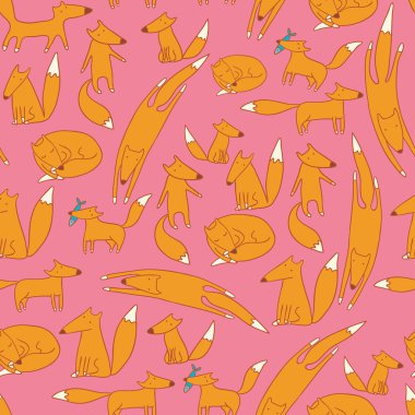 Pembe seamless modeli üzerinde tilki