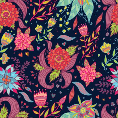 parlak bahar çiçekleri seamless modeli