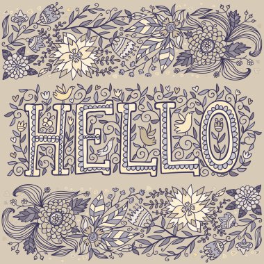 Bej word hello kartıyla.