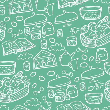 Mutlu mutfak yeşil seamless modeli