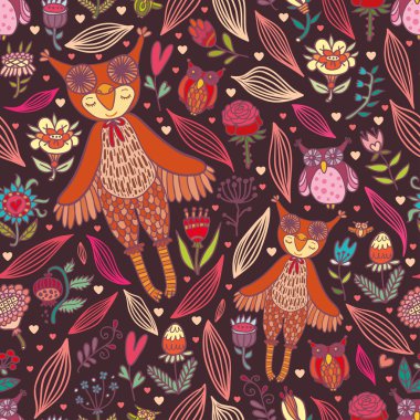 Baykuş kızla şirin seamless modeli