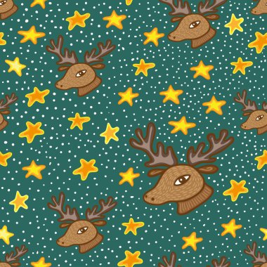 Geyik mavi seamless modeli baş