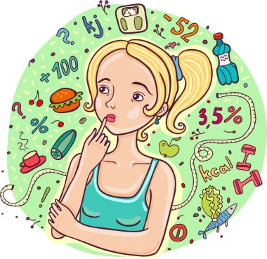 Diet girl illustration.