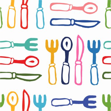 Çatal ve bıçaklar renkli seamless modeli