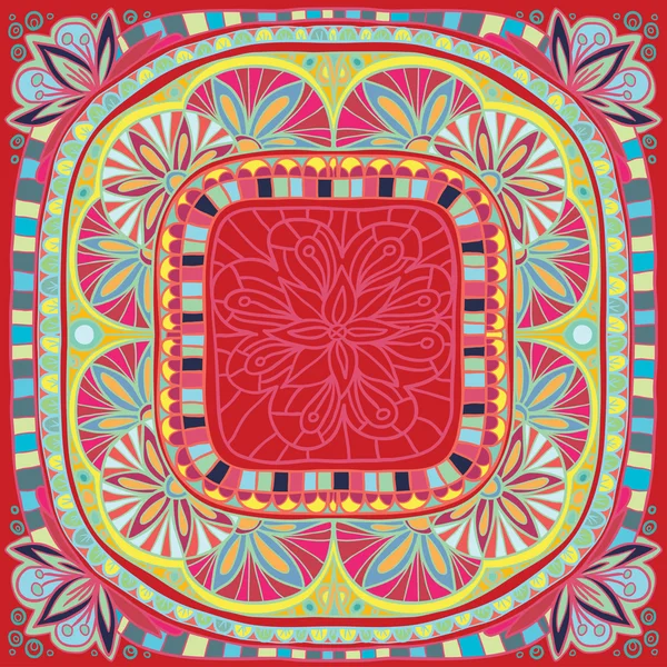 Hermoso fondo cuadrado ornamental rojo — Vector de stock