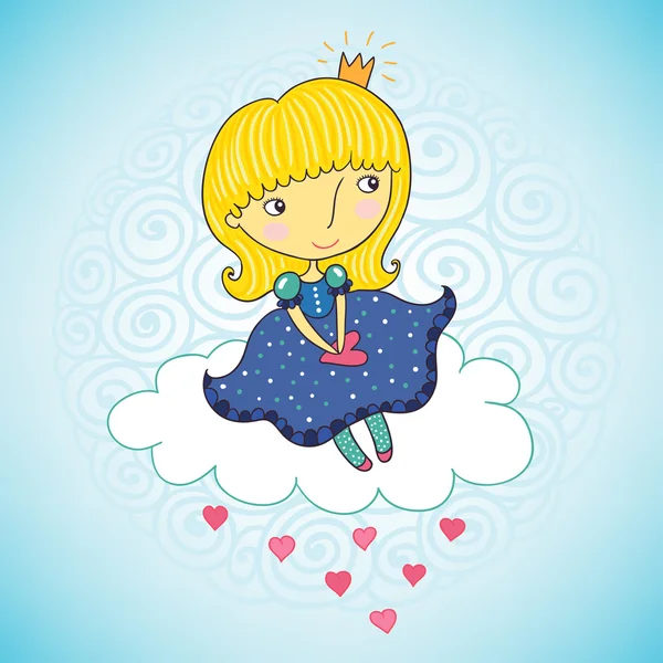 Pequeña princesa en una nube — Archivo Imágenes Vectoriales