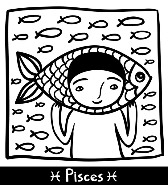 Pisces black and white — Stock Vector