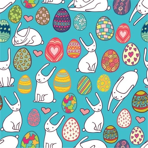 계란과 토끼 패턴된 완벽 한 패턴 — 스톡 벡터
