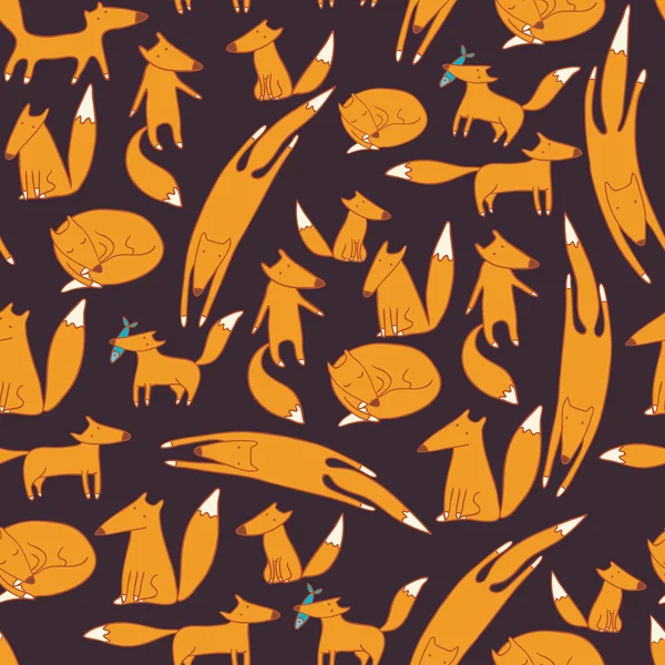 Lovely fox seamless pattern — Stock Vector