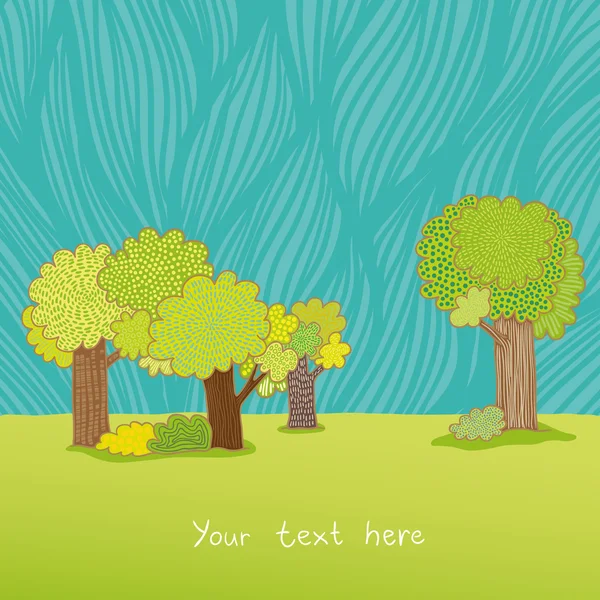 Green trees background. — Stock Vector