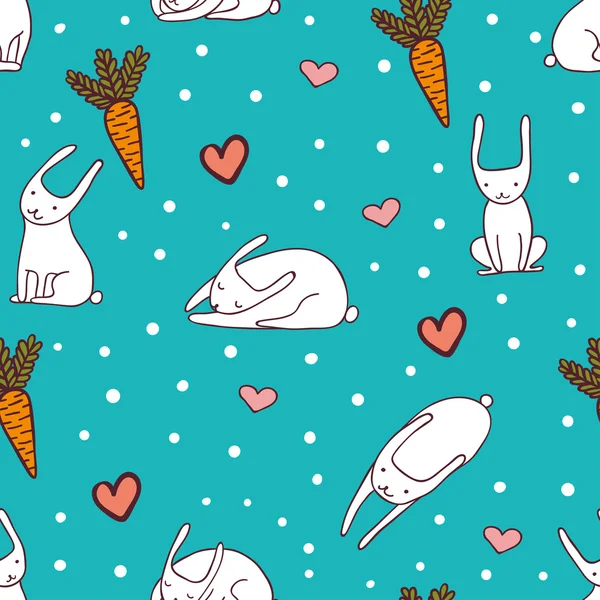 Petits lapins mignons motif sans couture — Image vectorielle