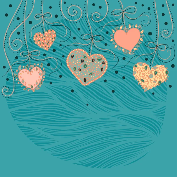 Background with hanging hearts — Stock Vector