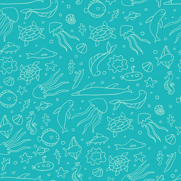 Under the sea seamless pattern — Stock Vector