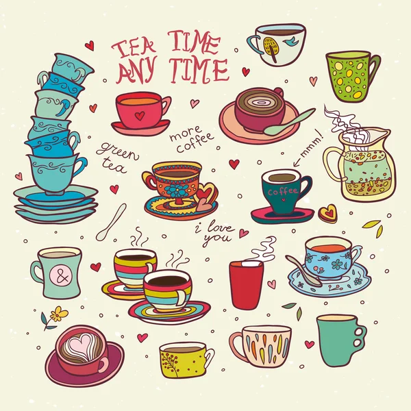 Tea time any time color collection — Stock Vector