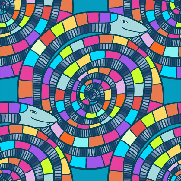 虹のヘビのシームレスパターン — ストックベクタ