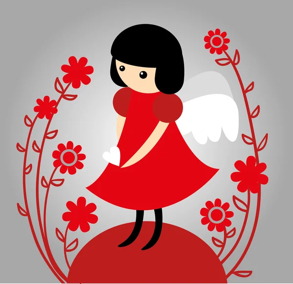 Ángel en rojo — Vector de stock