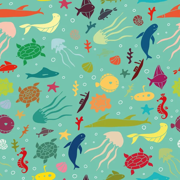 Under the sea seamless pattern — Stock Vector