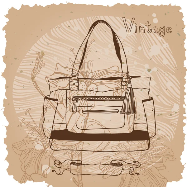 Vintage fashion background with bag — Stock Vector