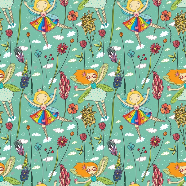 Çiçekler ve periler desen.