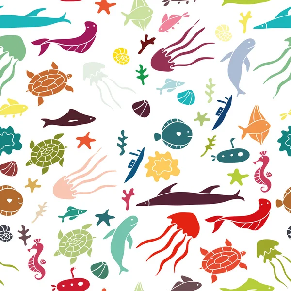 Under the sea seamless pattern — Stock Vector