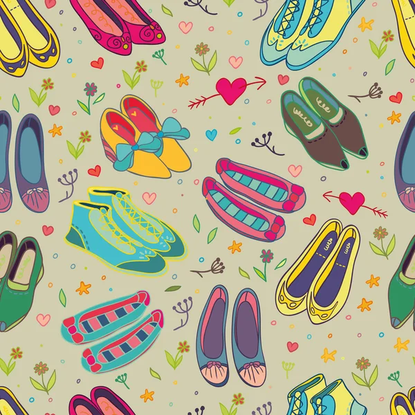 美しい靴グレー シームレス パターン. — ストックベクタ