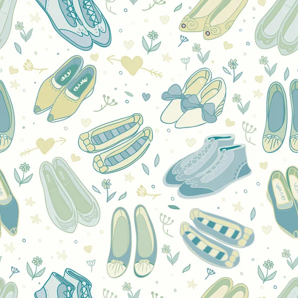 Shoes spring seamless pattern — Stock Vector