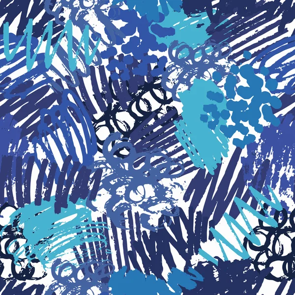 青い落書きのシームレス パターン — ストックベクタ