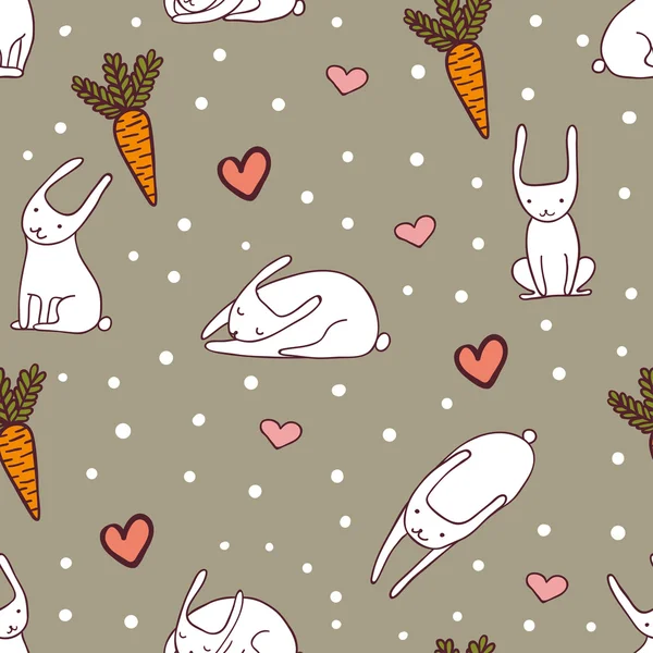 Petits lapins mignons motif sans couture — Image vectorielle