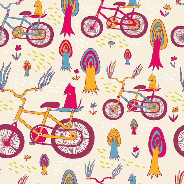 Patrón sin costuras de bicicletas divertidas — Archivo Imágenes Vectoriales