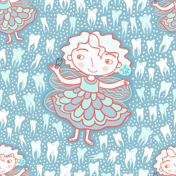 Tooth fairy seamless pattern — Stock Vector