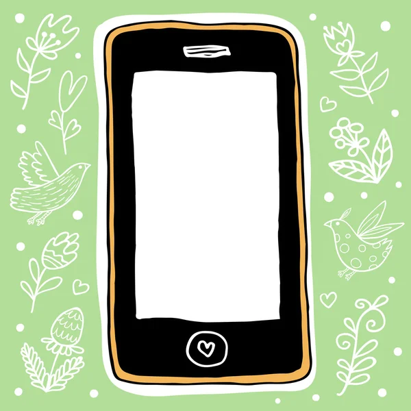 Smartphone on green background. — Stock Vector