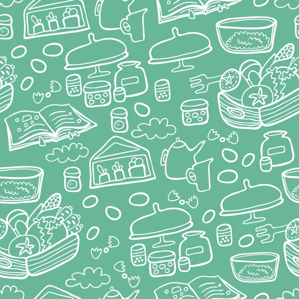 Mutlu mutfak yeşil seamless modeli