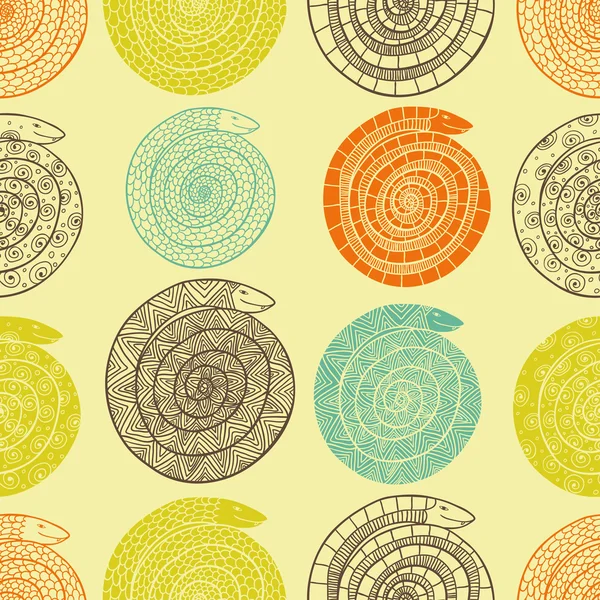 Serpent heureux motif sans couture — Image vectorielle