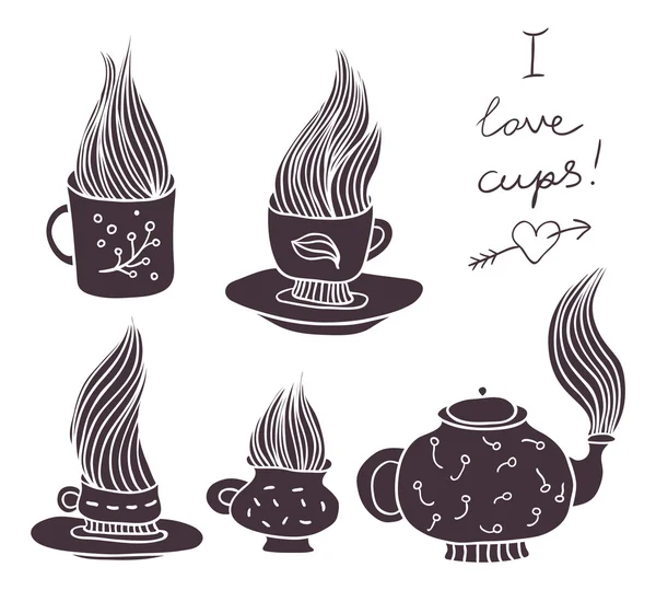 Cups silhouet collectie — Stockvector