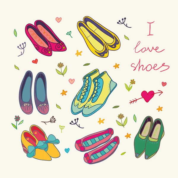 Collection de chaussures Clorful — Image vectorielle