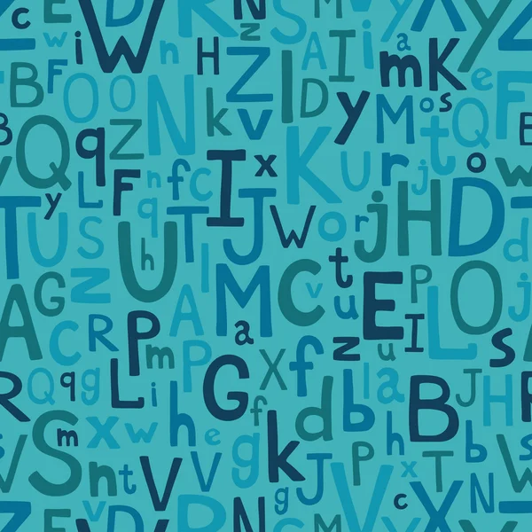 Patrón sin costura alfabeto azul — Vector de stock